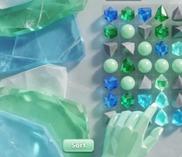 Ukázka hraní Triple Match 3D se tříděním různých 3D objektů do trojic