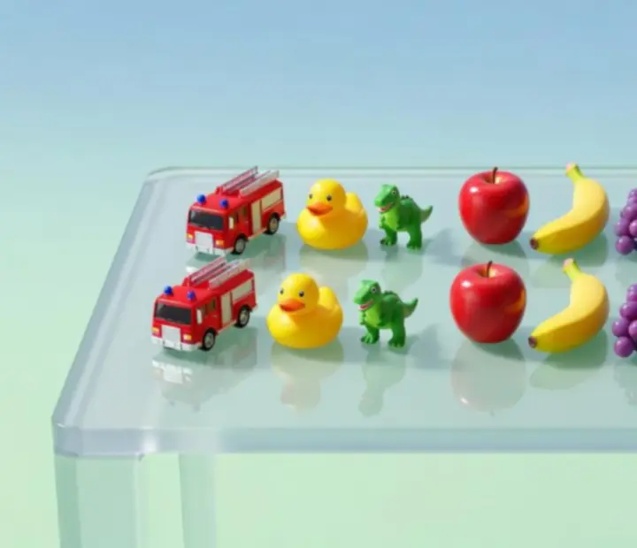 Barevné 3D objekty z mobilní hry Triple Match 3D připravené k třídění do trojic
