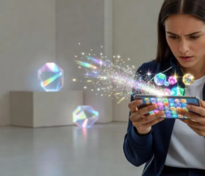 Hráč aktivuje power-up v Triple Match 3D pro vyčištění herní plochy
